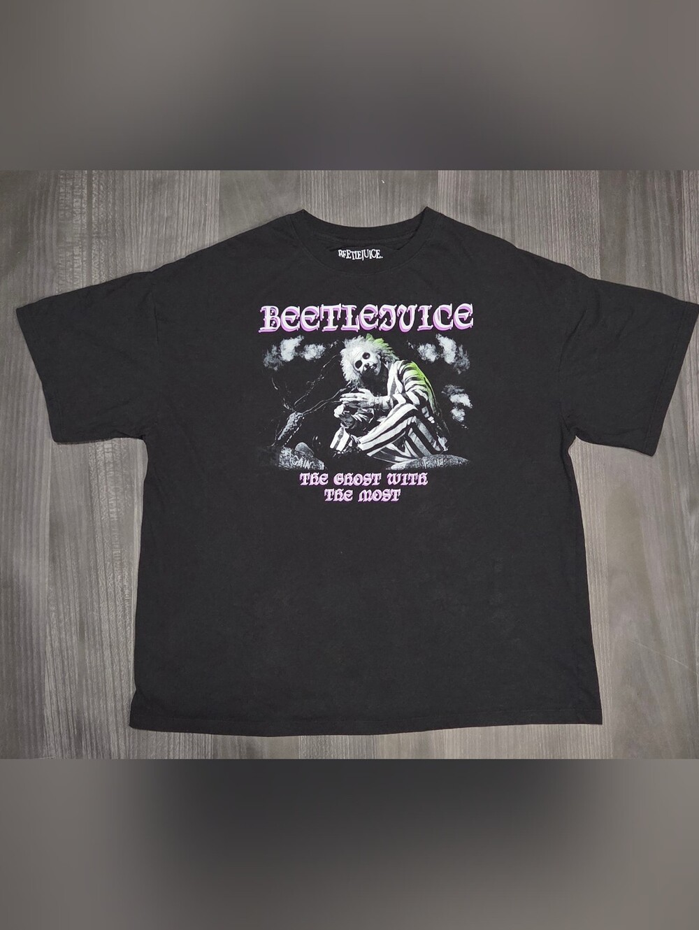 Beetlejuice Mens M Black Graphic T-Shirt The Ghost With The Most Movie Tee